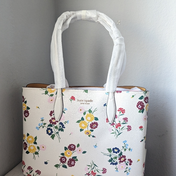 Kate Spade All Day Bouquet Toss Floral LARGE Tote Shopper Bag+Matching Zip Pouch - Picture 7 of 7
